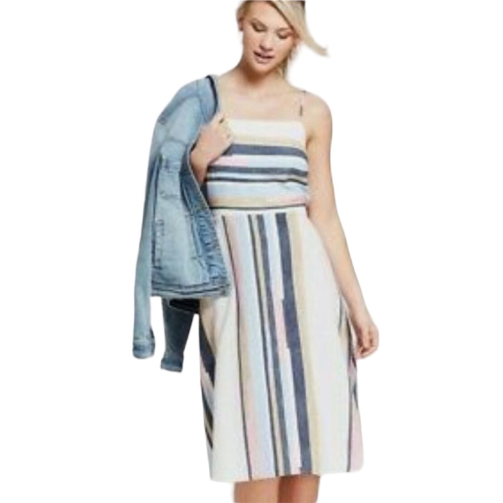 Universal Thread Striped Midi Dress in White, Blue, Pink